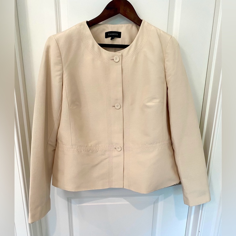 Talbots Classic Cream Blazer Jacket Size 16 GORGEOUS